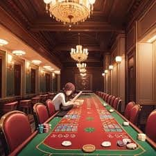 Dealer Live Casino profesional berinteraksi selama sesi siaran langsung di platform bintang777
